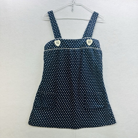 Vintage Miken Tunic Tank Top Large Blue Hearts Whimsy Layer Twee Sleeveless Y2k - Picture 1 of 10